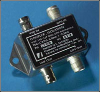 Isolation Coupler permits the GPS to be mounted in close proximity to VHF antennas.